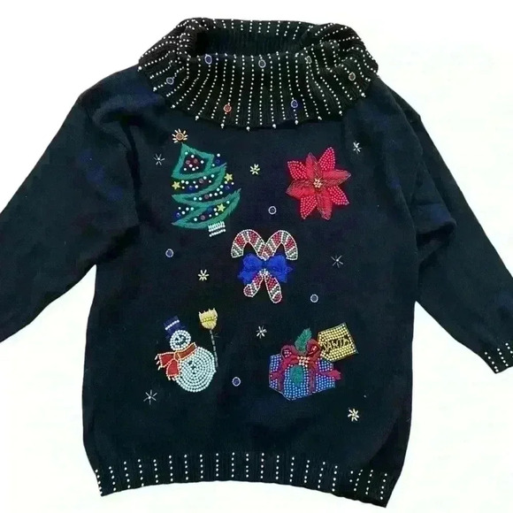 Victoria Harbour Woman Beaded Cowl Christmas Sweater Size 3X Slouchy Tunic - Picture 6 of 15